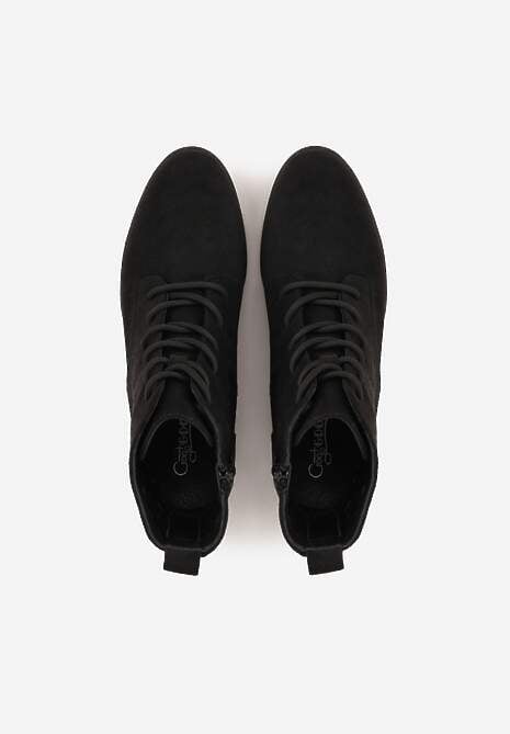 Czarne Ażurowe Botki ze Sznurowaną Cholewką Sephylia 6