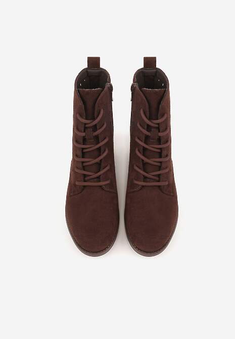 Brązowe Ażurowe Botki ze Sznurowaną Cholewką Sephylia 6