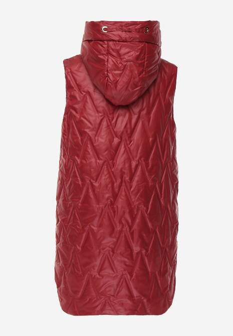 Czerwona Długa Kamizelka Pikowana z Nieodpinanym Kapturem Semaea 7