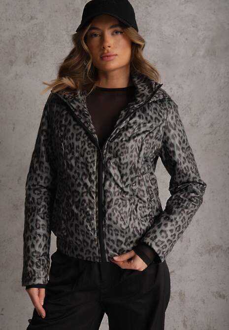 Zielona Panterkowa Kurtka z Odpinanym Kapturem Anastaera 4