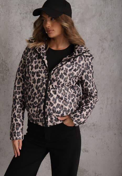 Różowa Panterkowa Kurtka z Odpinanym Kapturem Anastaera 4