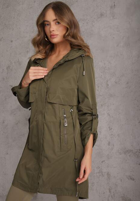 Zielona Przejściowa Kurtka Parka z Rękawami z Możliwością Podpięcia Tinarae 4
