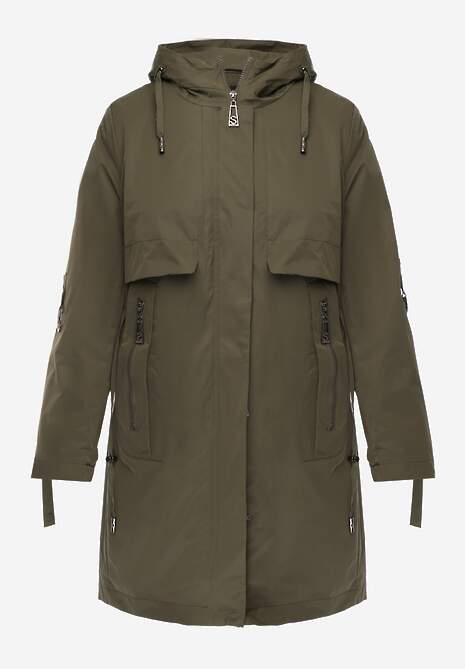 Zielona Przejściowa Kurtka Parka z Rękawami z Możliwością Podpięcia Tinarae 6