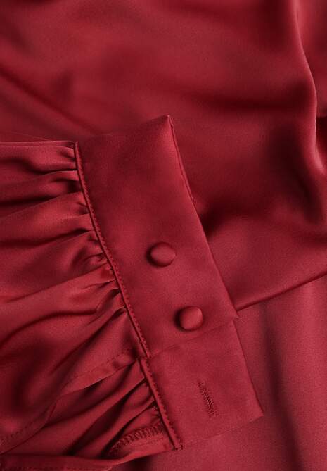 Czerwona Bawełniana Sukienka VICES z Satyny z Kopertowym Dekoltem Cunelia 6