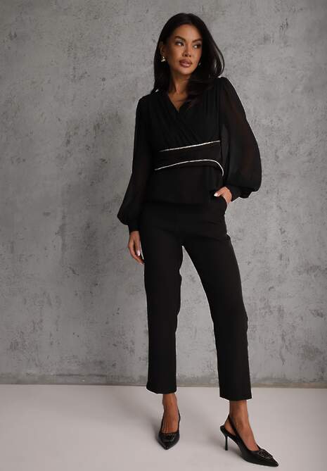 Czarne Klasyczne Spodnie VICES Garniturowe High Waist Dimaia