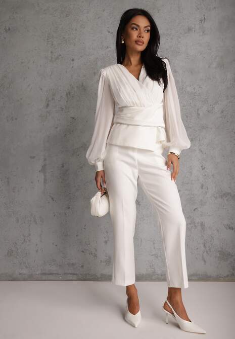 Białe Klasyczne Spodnie VICES Garniturowe High Waist Dimaia 4
