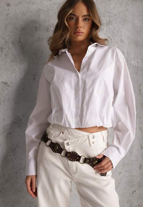 Biała Koszula z Bawełny w Stylu Balloon Oversize Arlelia