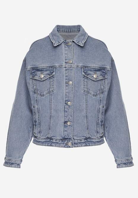 Niebieska Kurtka Jeansowa Oversize z Bawełną i Lyocellem Vimarosse 6