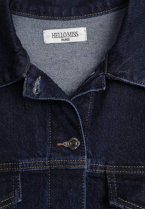 Granatowa Oversizowa Kurtka Jeansowa z Bawełną Vimaloras 6