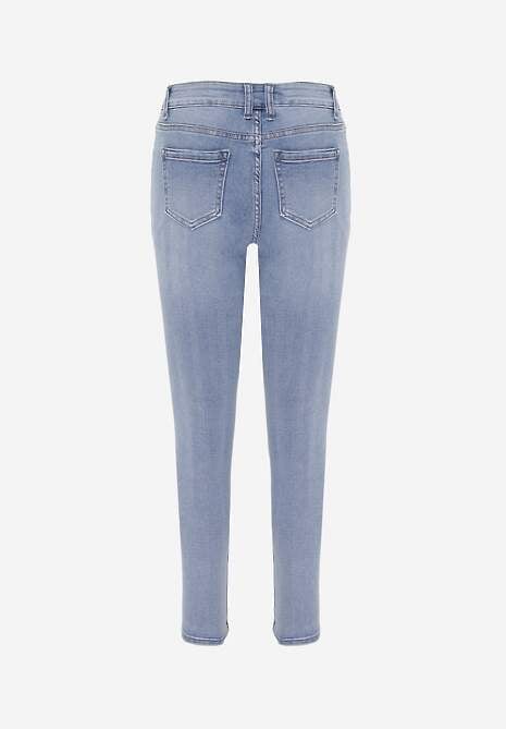 Niebieskie Jeansy Slim z Bawełny Ozdobione Przetarciami Vikiania 7