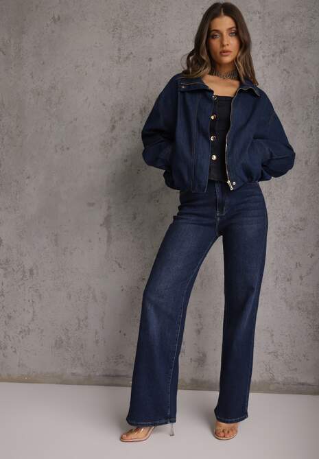 Niebieskie Szerokie Jeansy z Bawełny Vimelsnis