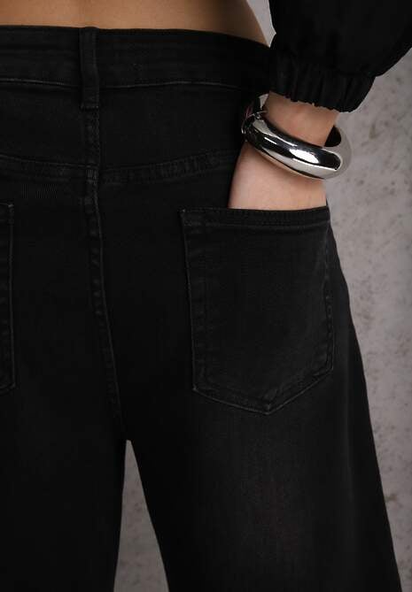 Czarne Jeansy Barrel Fit High Waist z Bawełną Rolimia 5