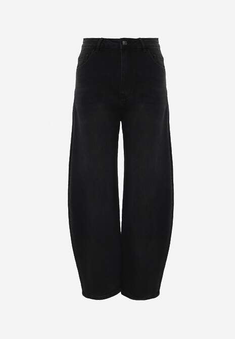 Czarne Jeansy Barrel Fit High Waist z Bawełną Rolimia 6