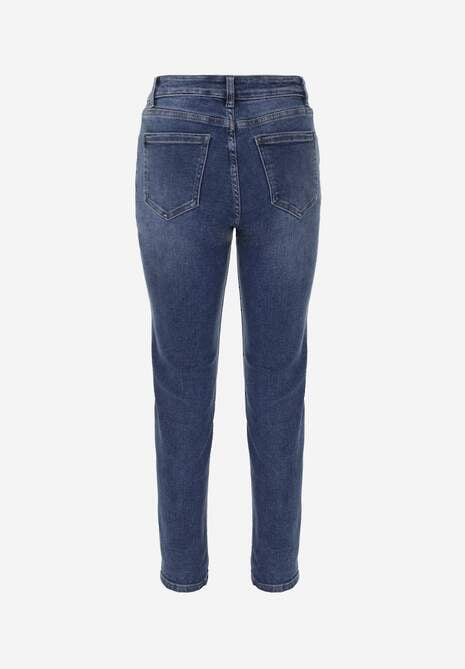 Niebieskie Jeansy Mom Fit Regular Waist z Bawełną Quelovia 7