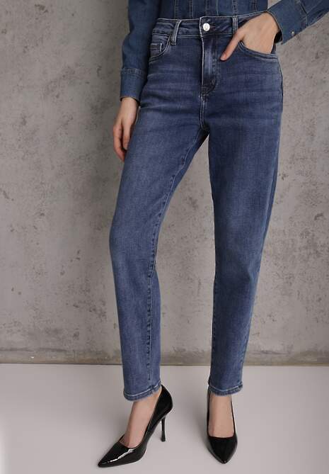 Niebieskie Jeansy z Dodatkiem Bawełny Typu Mom Fit Mastorea 4