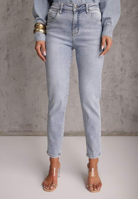 Niebieskie Casualowe Jeansy z Bawełny Menisea 4