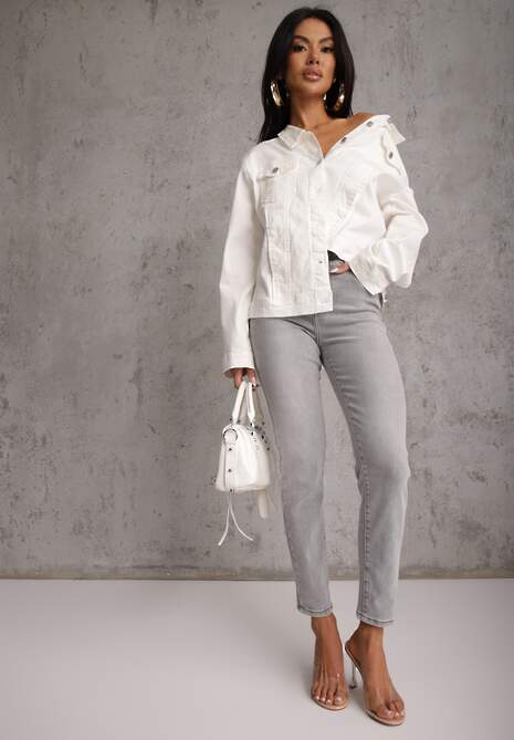 Szare Jeansy o Kroju Regular z Bawełnianego Denimu Timasta