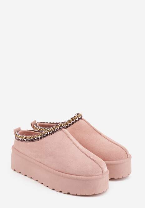 Różowe Śniegowce na Platformie z Niską Cholewką i Haftowanym Wzorem Zivilae 5