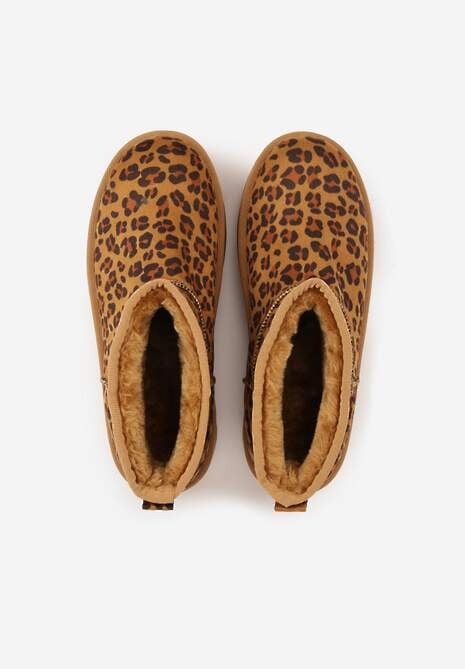 Panterkowe Krótkie Śniegowce na Grubej Podeszwie Aranwen 6