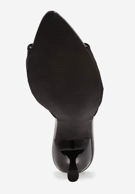 Czarne Koronkowe Klapki na Szpilce Lyvete 7