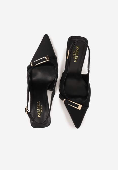 Czarne Sandały Slingback na Klepsydrowym Obcasie Zdobione Klamerką Skodrifa 6