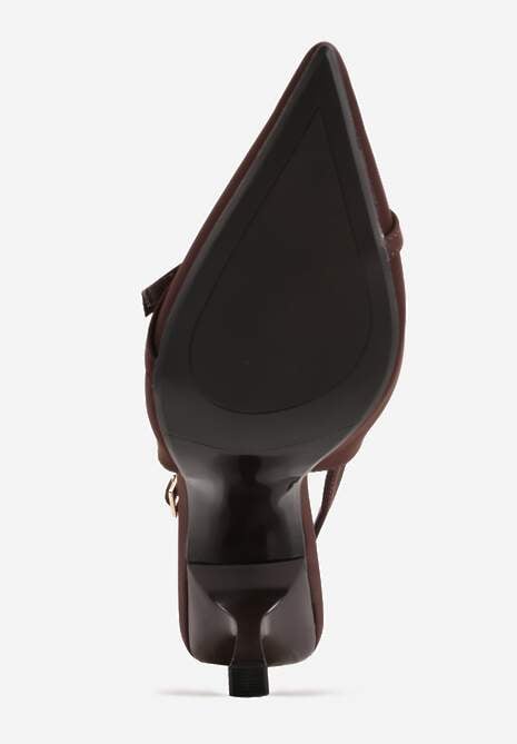 Brązowe Sandały Slingback na Klepsydrowym Obcasie Zdobione Klamerką Skodrifa 7