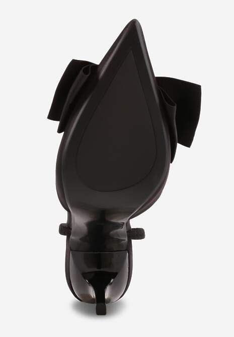 Czarne Szpilki o Satynowym Wykończeniu z Aplikacją w Kształcie Kokardy Gihaen 7