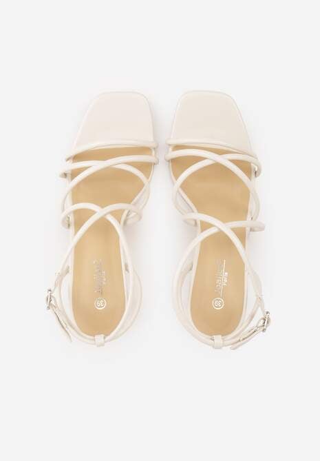 Beżowe Sandały na Szpilce z Cienkimi Paseczkami i Kwadratowym Noskiem Danita 6