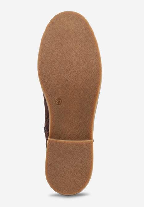 Brązowe Ażurowe Botki na Płaskiej Podeszwie ze Skórzaną Wkładką Terilara 7