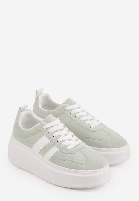 Zielone Sneakersy Typu Kultowe Tenisówki na Platformie Redoreve 5