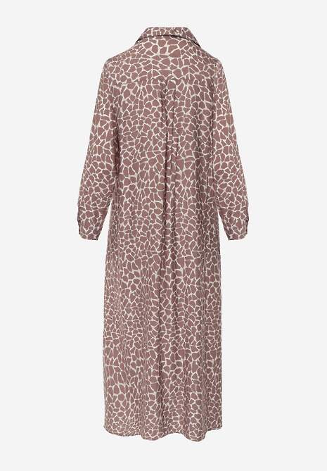 Beżowa Sukienka z Wiskozą o Koszulowym Kroju w Giraffe Print Braloria 7