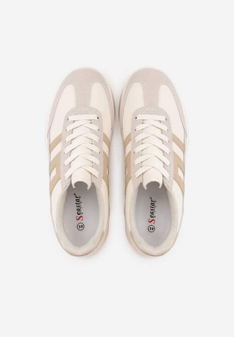 Beżowe Sneakersy na Platformie z Geometrycznym Motywem Hippiopis 6