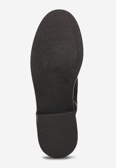 Czarne Skórzane Botki z Ażurowym Wzorem Kasona 7