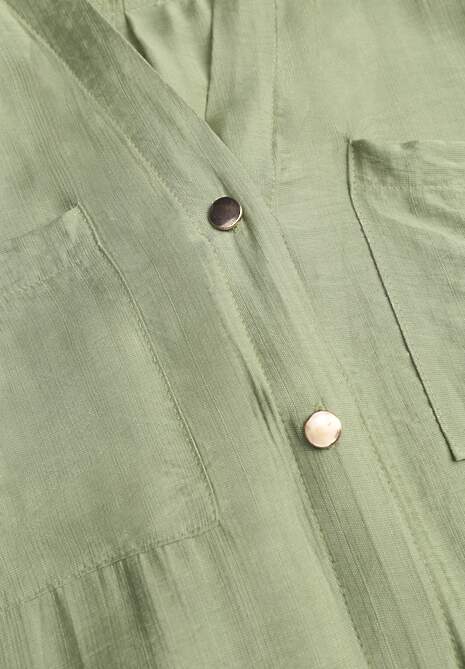 Zielona Sukienka z Wiskozą o Koszulowym Kroju z Wiązanym Paskiem Rissanni 6