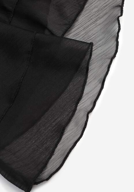 Czarna Eteryczna Sukienka z Falbanami i Wiązanym Paskiem w Talii Rivania 6