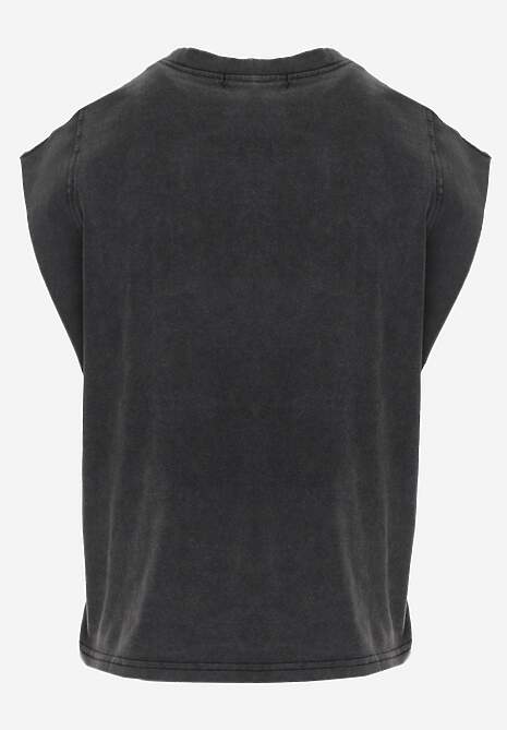 Czarny Top z Bawełny w Stylu Grunge z Szeroką Linią Ramion Tezorea 7