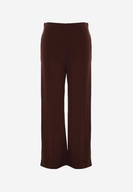 Brązowe Bawełniano-Wiskozowe Spodnie o Eleganckim Kroju w Kant Tinawre 6