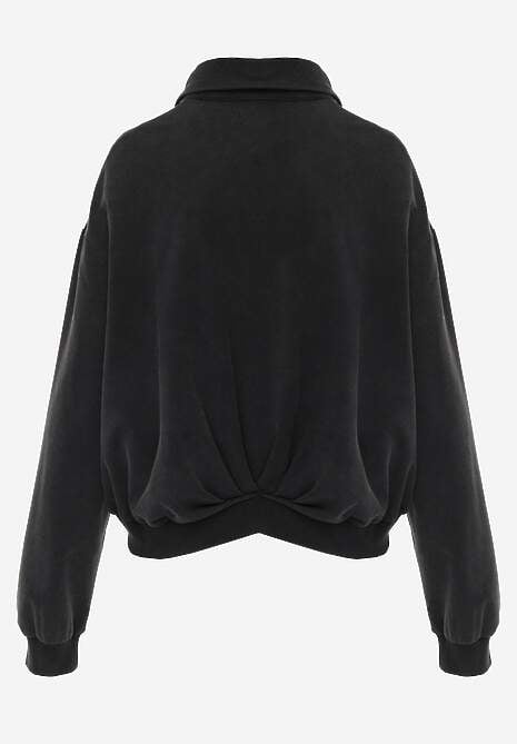 Czarna Bluza Bomberka z Bawełny Oversize Ozdobiona Kołnierzem Vimelles 7