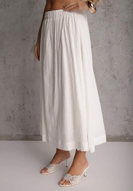 Biały Komplet z Bawełny Kamizelka i Spódnica o Rozkloszowanym Kroju Movenae 4