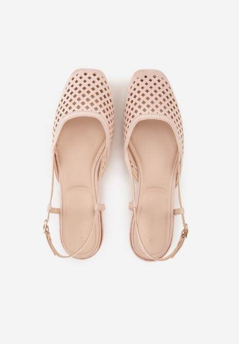 Różowe Baleriny Slingback z Kwadratowym Noskiem i Ażurową Cholewką Jurria 6