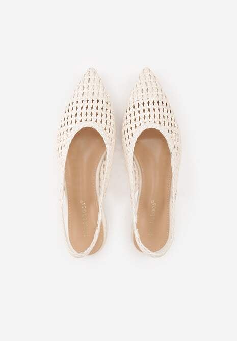 Beżowe Sandały Slingback z Plecionki ze Szpiczastym Noskiem Eupheleta 6