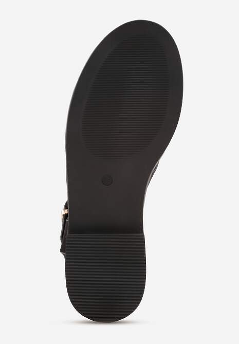 Czarne Sandały o Fasonie Gladiatorek z Paskiem ze Sprzączką Abma 7