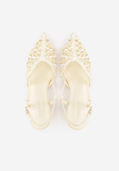 Żółte Czółenka na Szpilce z Ażurową Szydełkową Cholewką Navioil 6