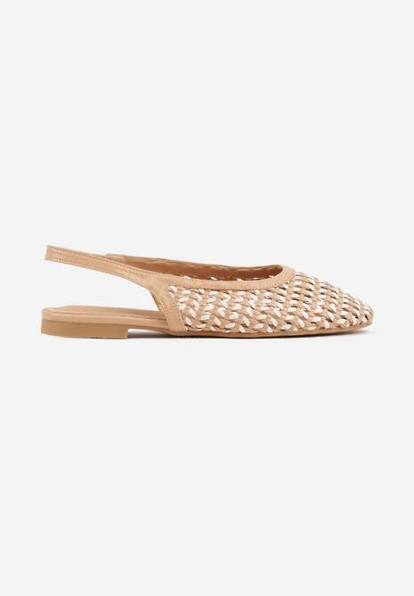 Ciemnobeżowe Plecione Baleriny Typu Slingback Ellariell 4