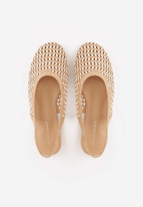 Ciemnobeżowe Plecione Baleriny Typu Slingback Ellariell 6