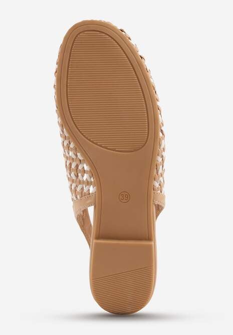 Ciemnobeżowe Plecione Baleriny Typu Slingback Ellariell 7