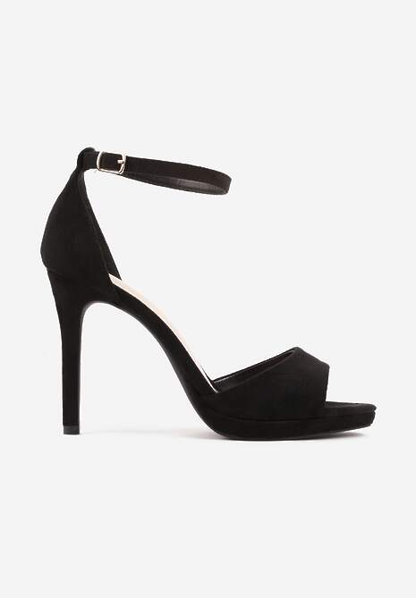 Czarne Szpilki z Imitacji Zamszu z Zapięciem na Klamerkę przy Pasku Odesei 4