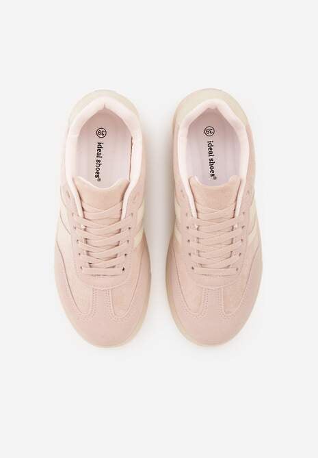 Różowe Sneakersy na Platformie w Stylu Tenisówek Ozdobione Paskami Ladia 6