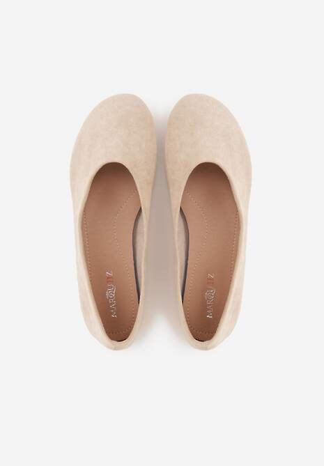 Beżowe Balerinki z Imitacji Zamszu w Stylu Basic Saraphiele 6