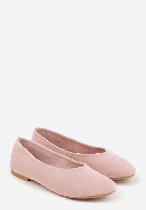 Różowe Balerinki z Imitacji Zamszu w Stylu Basic Saraphiele 5